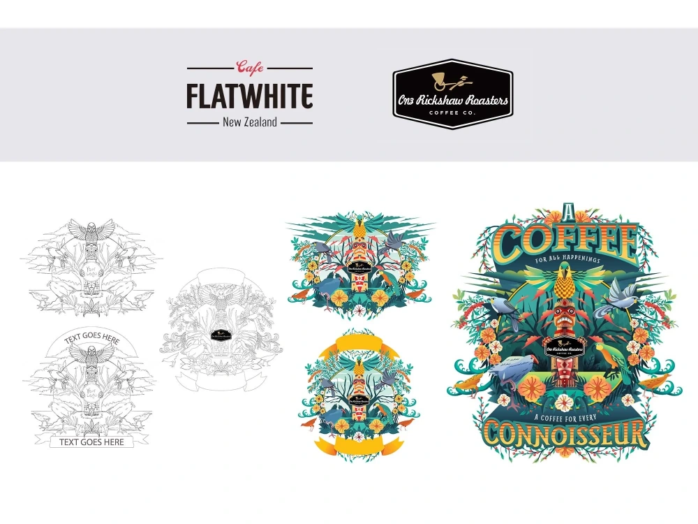 Flat White Cafe Illustration